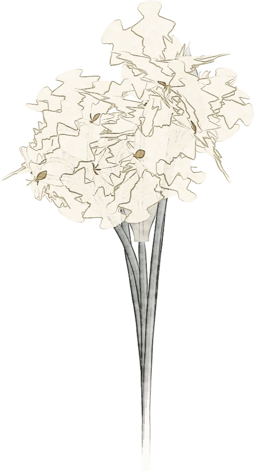 A flowering plant in soft colour and fine ink, grown by the Nonflowers generator from the name “Nekocost”.