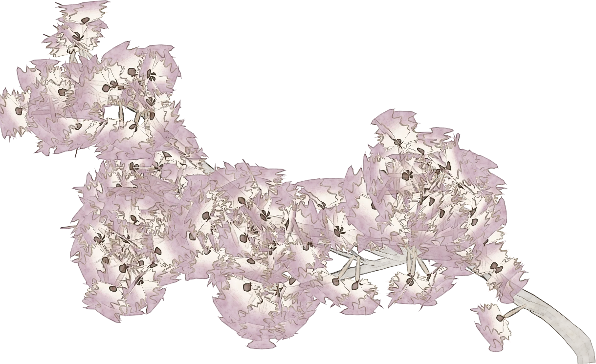 A flowering branch in soft colour and fine ink, grown by the Nonflowers generator from the name “SakuLabs”.